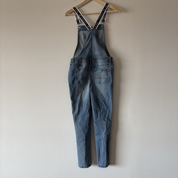 Tommy Hilfiger Girl Youth Icon Stripe Jean Overall Size 14 Distressed Y2K Denim - Picture 7 of 10